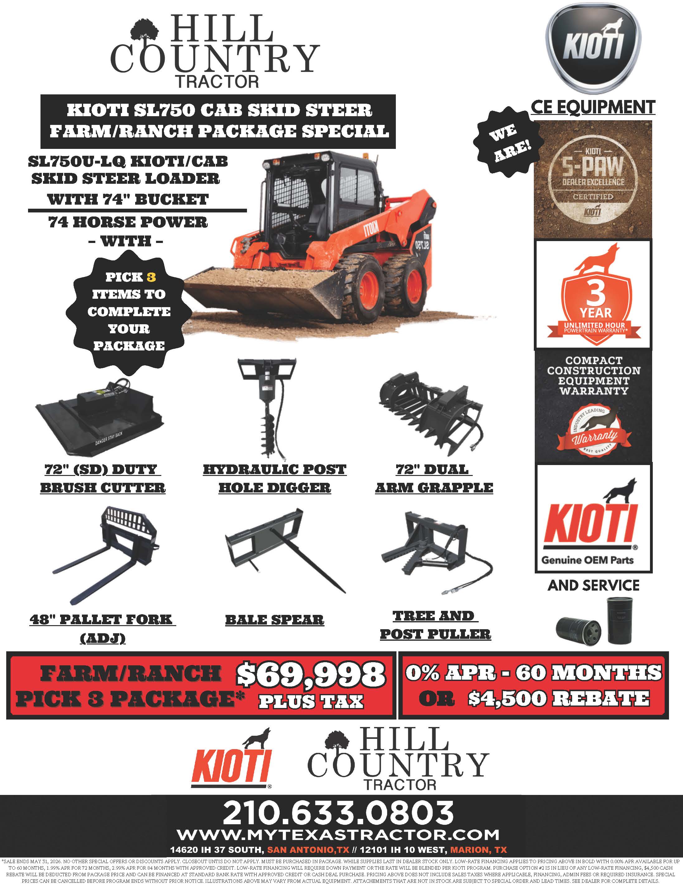 Kioti SL750 CAB SKID STEER